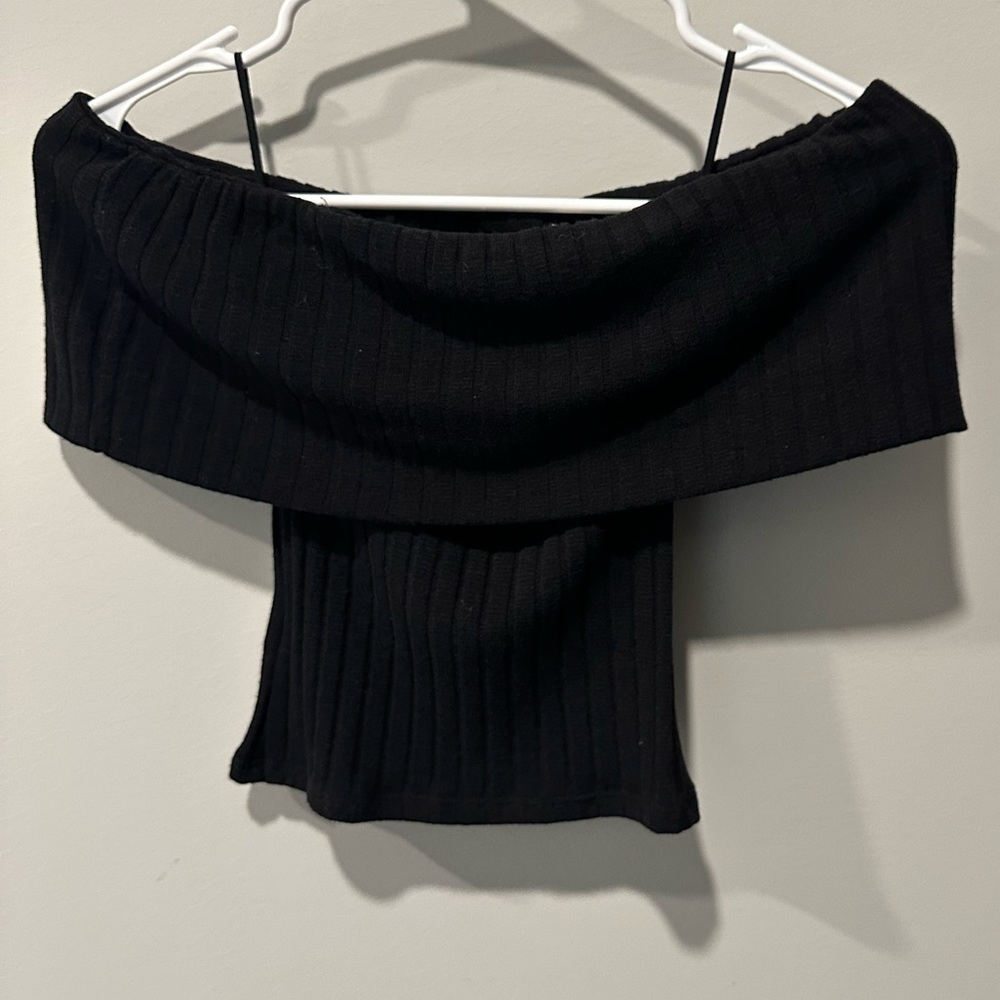Express Black Ripped Off the Shoulder Top NWT